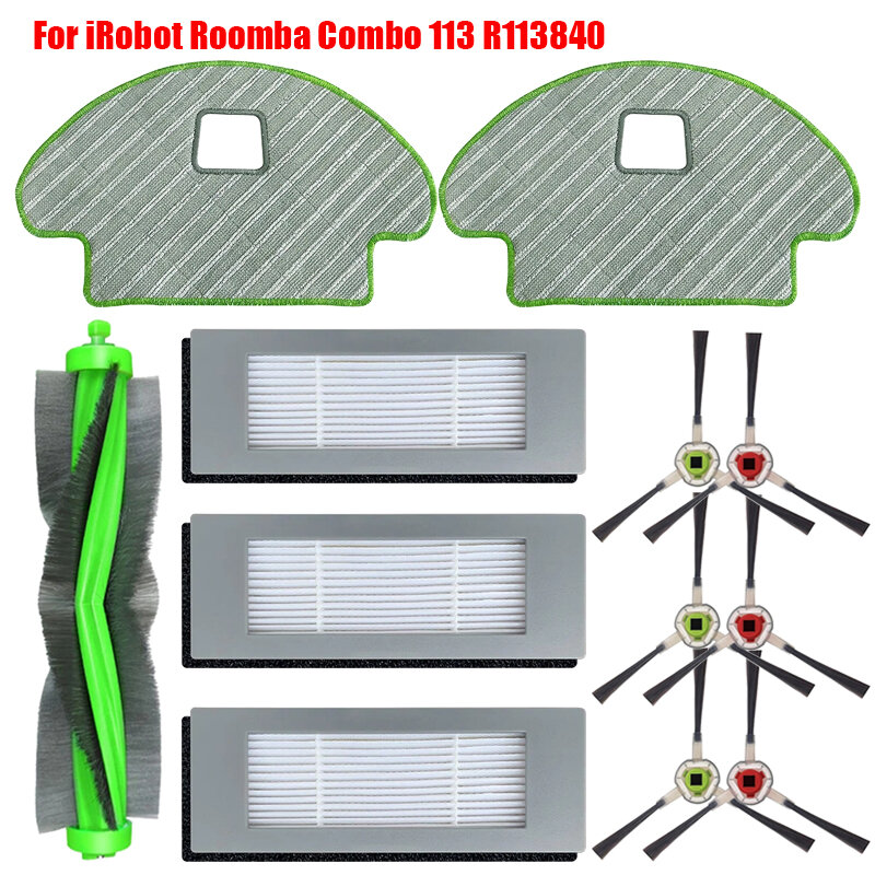 Main Brush Side Brush Hepa Filter Mop Rags Accessories For iRobot Roomba Combo 113 R113840 Vacuum Cleaner Mop Pads Replacement