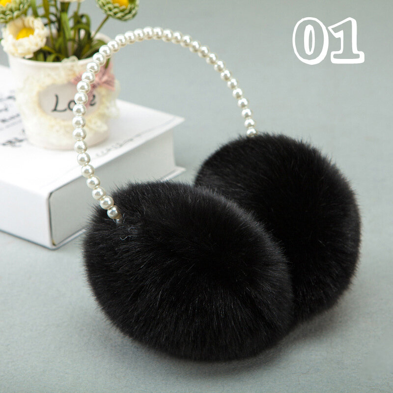 1Pcs Cute Imitation Pearl Earmuffs Comfortable Unisex Autumn Winter To Keep Warm Warmers Imitation Rabbit Plush Ear Muff