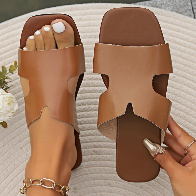 Sandales de plage plates classiques pour femmes, pantoufles d'été, à la mode, nouvelle collection 2024