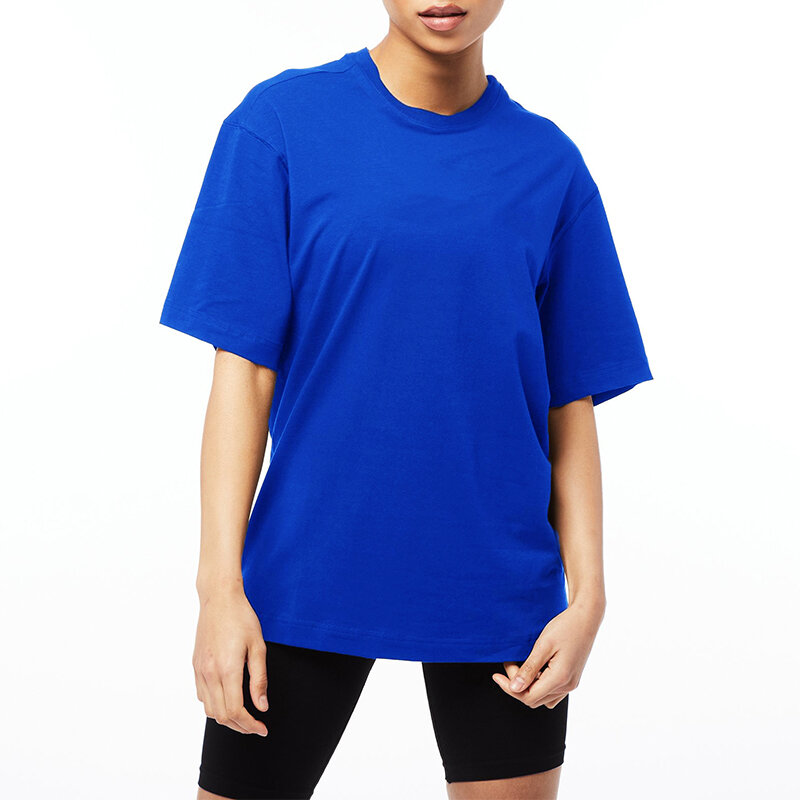 Oversized T Shirt Women Solid Cotton Gym Clothing Bodybuilding Fitness Loose Casual Sportswear T-shirt Streetwear Hip-Hop Tshirt