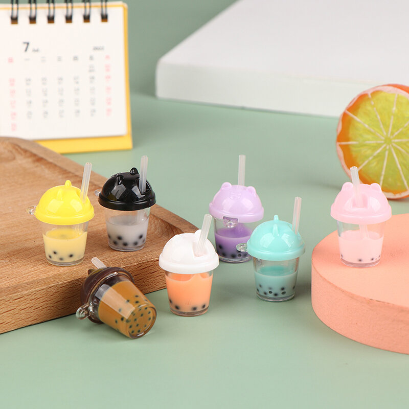 5Pcs 1/12 Dollhouse Miniature Food Mini Latte Bubble Milk-Tea Model Toy Ornament Kitchen Dollhouse Furniture Toys