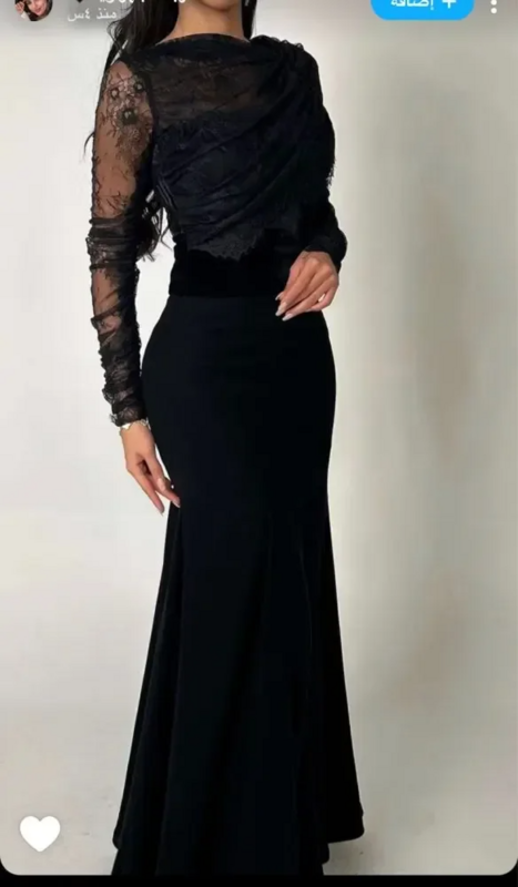 Vintage schwarze Ballkleider A-Linie Plissee Spitze Abendkleid knöchel langen Reiß verschluss formelle Party kleider فساتين مناسبة رسمية