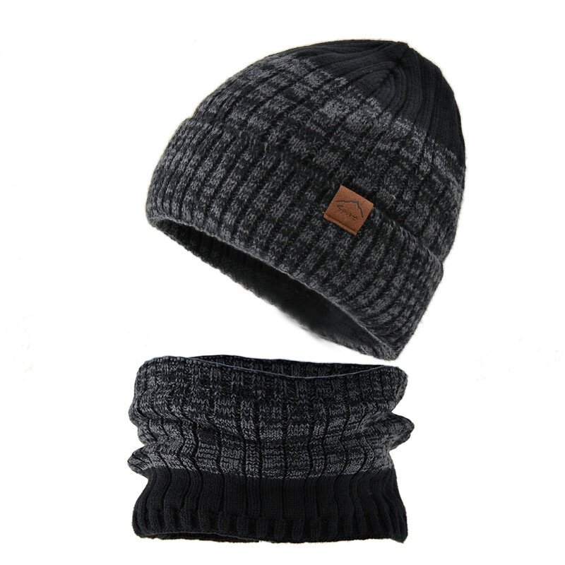 Cokk-男性と女性のための冬の帽子,ニットとベルベットのスカーフ,暖かく保ちます,屋外防風キャップ,スカーフセット,アクセサリー