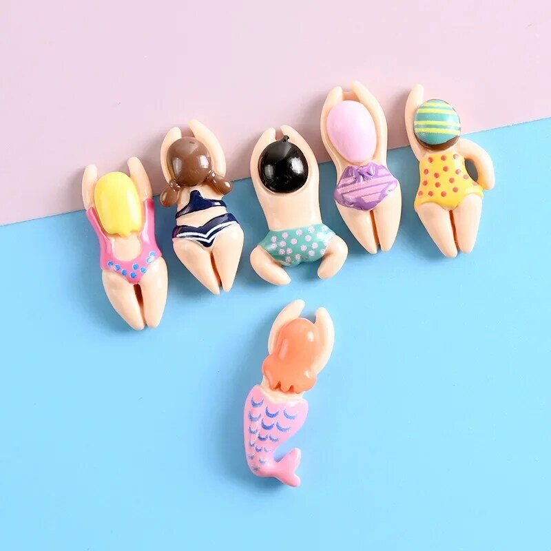 Cute 6pcs/Set Resin Cartoon Swimming Figurine Refrigerator Magnets Home Decor 2023 Cute Resin Accessories Gifts for Girls