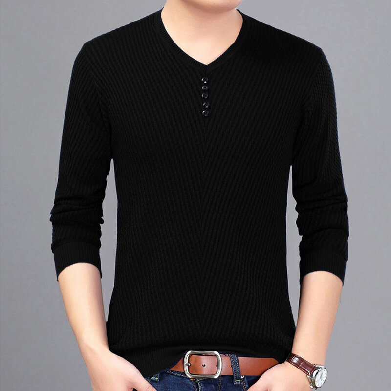 Mens O Neck Sweater Solid Color Pullover Crew Long Sleeve Jumper Knit Top Casual Blouse