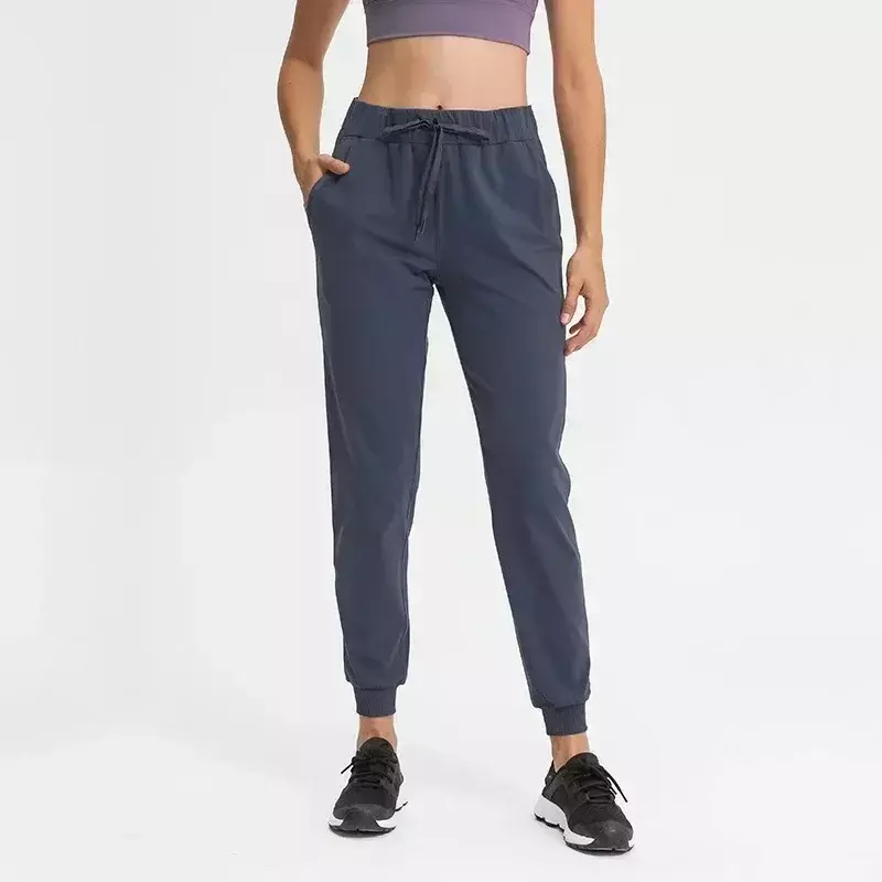 Lemon-pantalones de Yoga para mujer, tejido elástico, holgado, con bolsillos laterales, hasta el tobillo