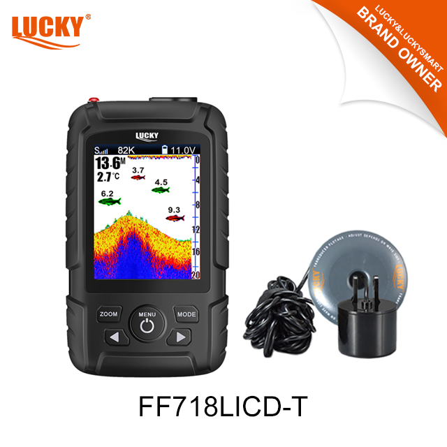 Lucky Fish Finder FF718LicD-T 2.8 pouces 3.7V batterie Lithium-ion coloré affichage matrice de points avec capteur de transducteur
