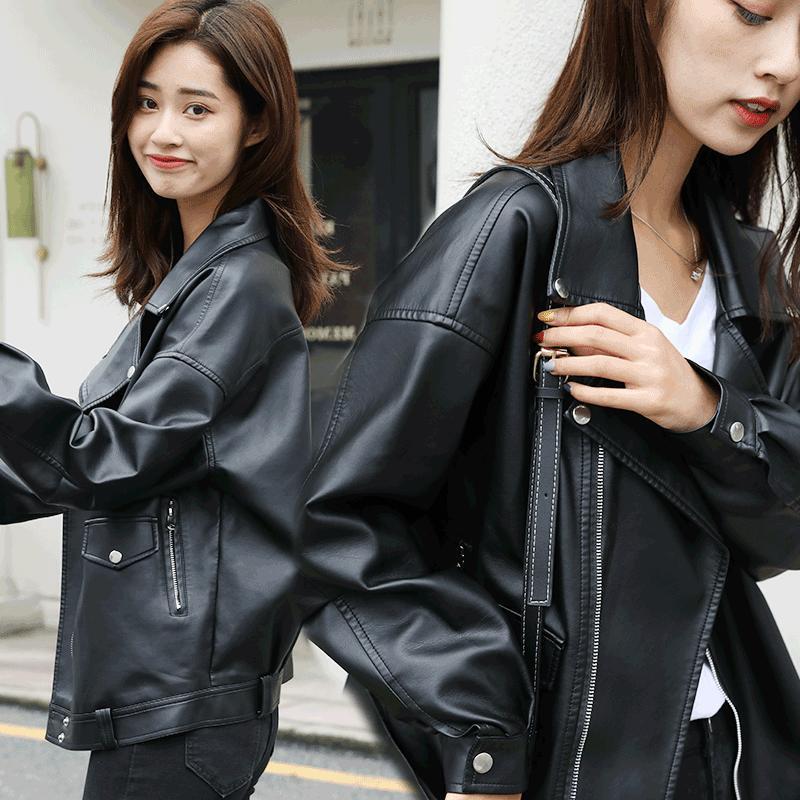 Versatile jacket, pilot suit, casual and loose fitting student motorcycle, fashionable leather jacket, women's added cotton