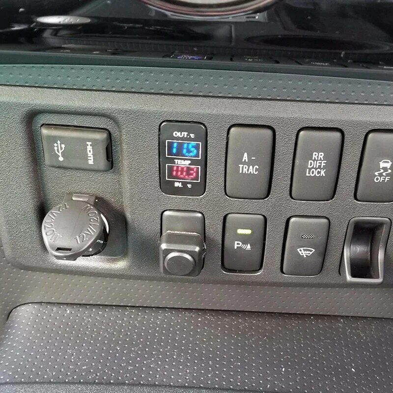 Podwójny wyświetlacz temperatury wewnątrz i na zewnątrz samochodu z możliwością regulowania temperatury czujnik do toyoty Corolla Reiz Prado Prius
