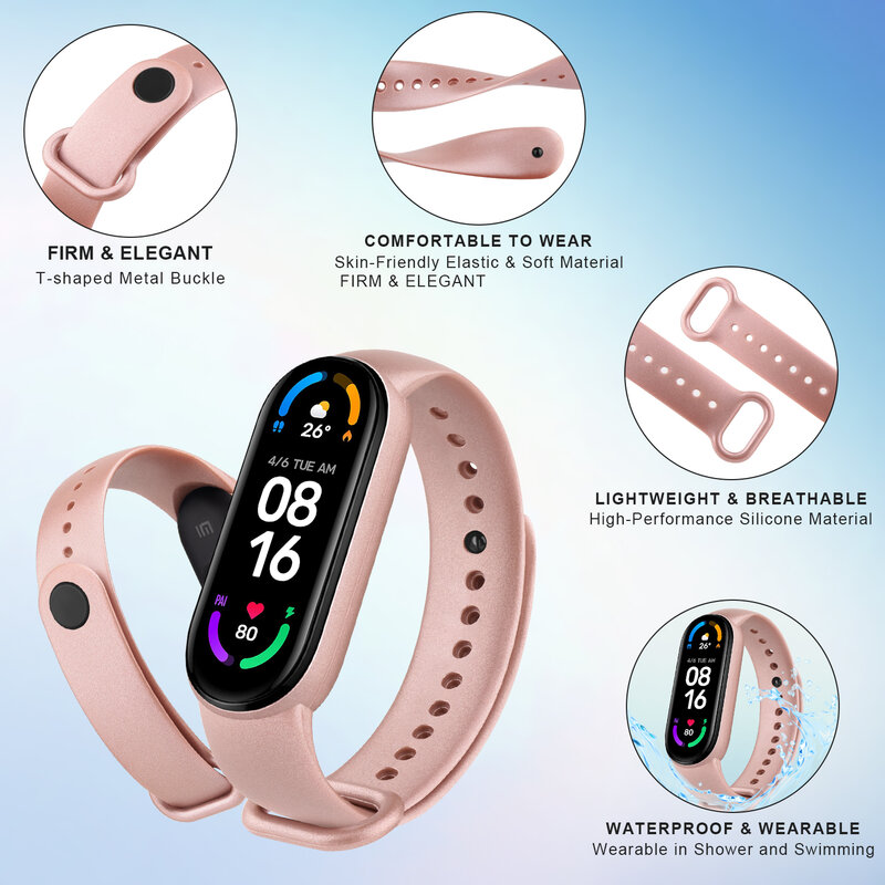 Strap Band For Xiaomi Mi Band 6 5 3 4 Silicone Wrist Watchband Strap For Xiaomi Mi Band 6 5 4 3 Bracelet Wristband Accessories