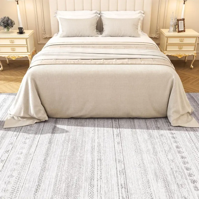 Karpet Area 8x10 untuk ruang tamu karpet dapat dicuci tanpa tekanan dalam ruangan karpet Boho Maroko netral karpet Area Ultra lembut untuk B