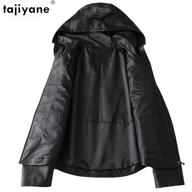 Tajiyane-jaqueta de couro genuíno feminino, casaco de pele de carneiro 100% real, qualidade superior, moda, primavera, 2023