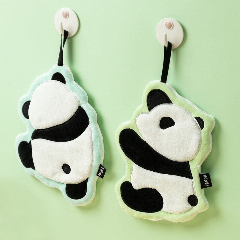 2 stücke Riesen Panda Zoo Handtuch Kinder niedlichen Cartoon saugfähige Koralle Samt Handtuch Küche Bad hängen Lappen Taschen tücher Erwachsenen