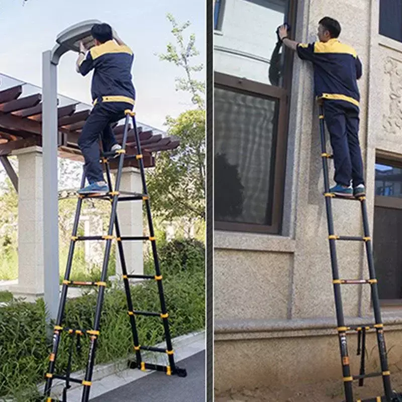 Aluminum Alloy Thickened Telescopic Ladder Multi-functional Portable Engineering Folding Home Lift Straight Ladder Staircase