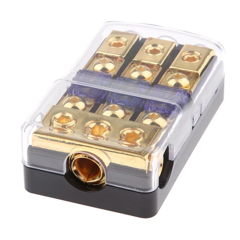 3 Way Alloy Plated Gold Fuse Deconcentrator Block 80A for Marine Boat Audio