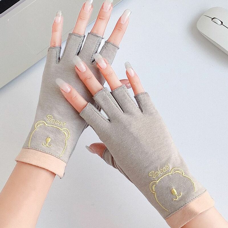 Перчатки сетчатые, перчатки с защитой от УФ-лучей, Нескользящие хлопковые летние солнцезащитные перчатки, женские перчатки с открытыми пальцами, перчатки для сенсорного экрана