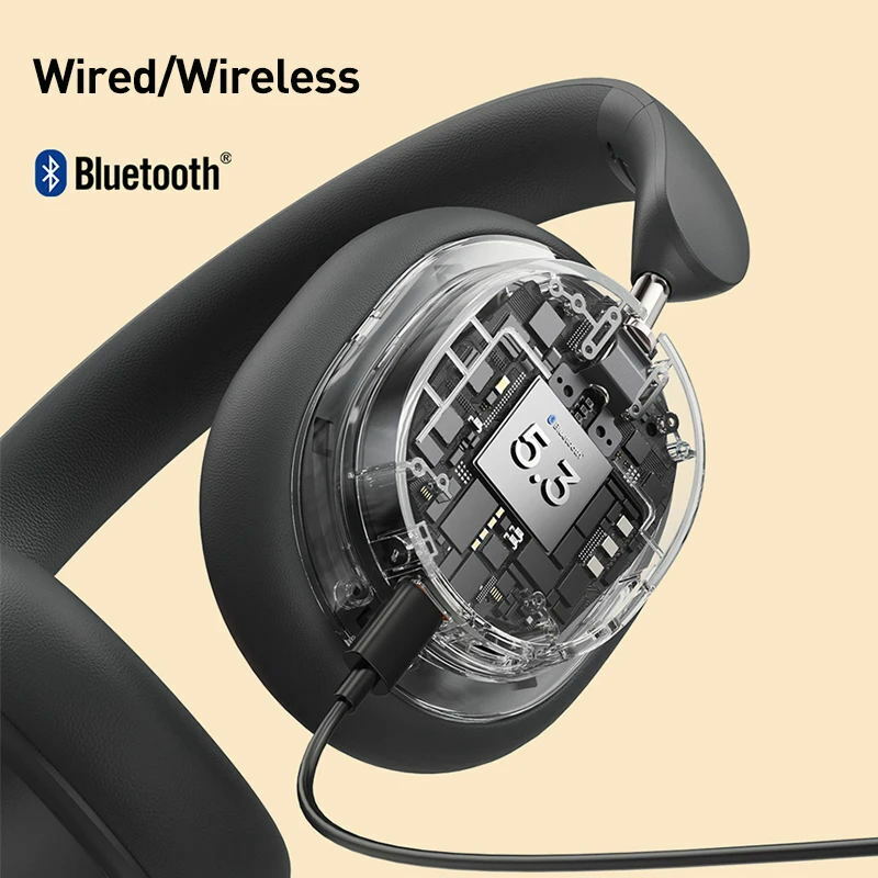 Baseus Bowie D05 Headphone nirkabel Bluetooth 5.3, Earphone Level HIFI 40mm Driver dapat dilipat di atas telinga waktu 70 jam