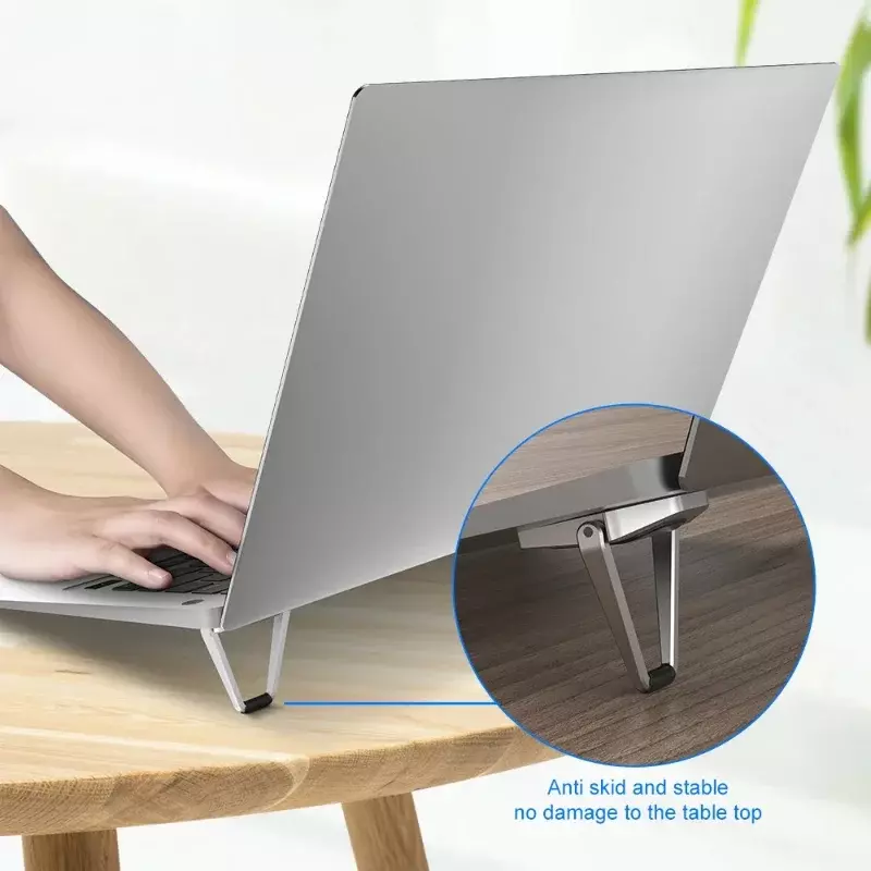 Penopang Braket Dasar Antiselip Penyangga Laptop Lipat Logam untuk Macbook Pro Air Lenovo Thinkpad PC Laptop Mini Penyangga Kaki Pendingin