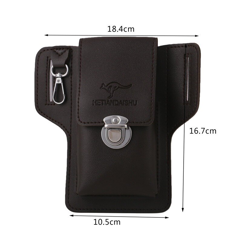 Multifuncional PU Leather Pack para homens, Belt Bag, Celular Loop Holster, Phone Pouch, Wallet, High Quality Case