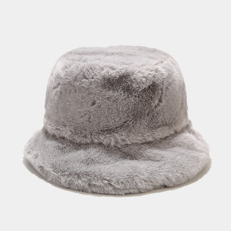 Chapéus de balde de inverno sólido ao ar livre quente homem mulher panamá chapéu engrossado macio falso pele coelho pescador boné