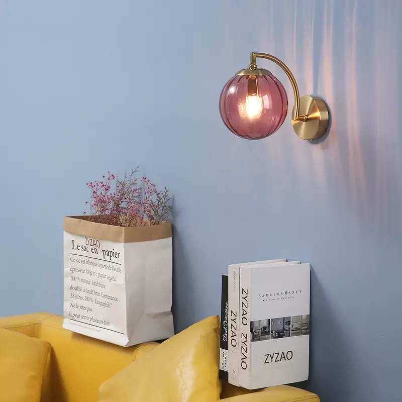 Lámpara Led de pared moderna, luz de cristal de color, minimalista, nórdica, para sala de estar, dormitorio, mesita de noche, comedor, cocina, accesorio de iluminación interior