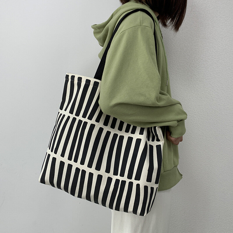 Damska torba płócienna Tote modna z koreańskiej bawełny tkanina eko torby na zakupy wielokrotnego użytku duże damskie torebki studenckie na ramię torba na zakupy