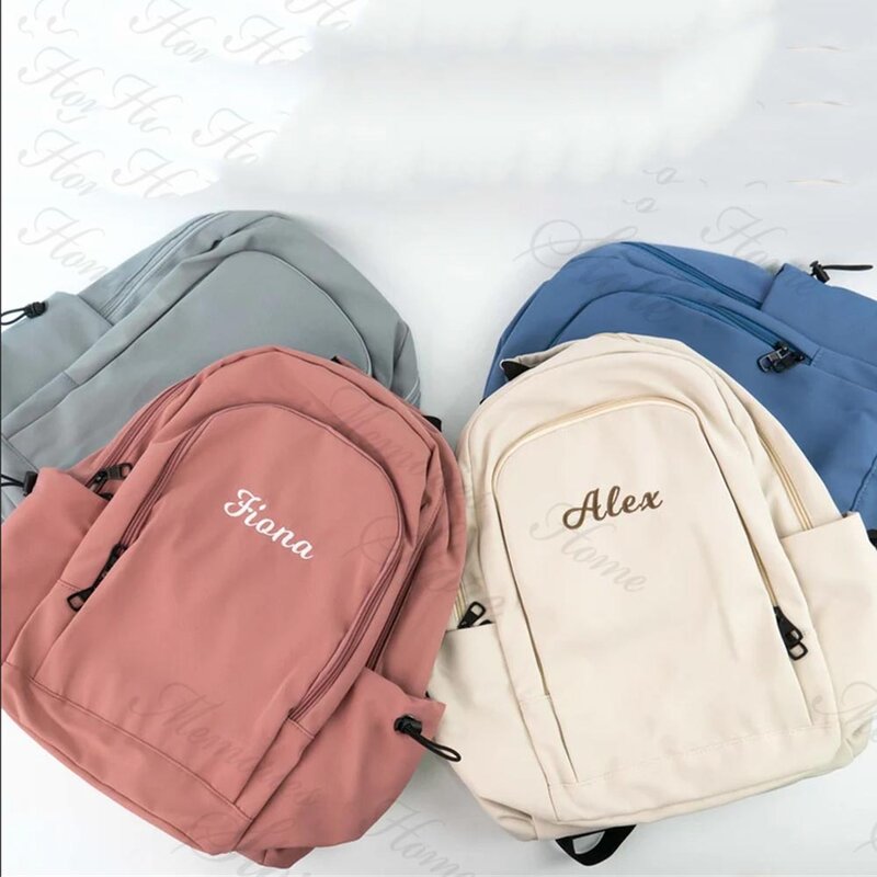 New Large Capacity Backpack Women's Embroidered Name High School Student Backpack Custom Any Text Backpacks for College Students