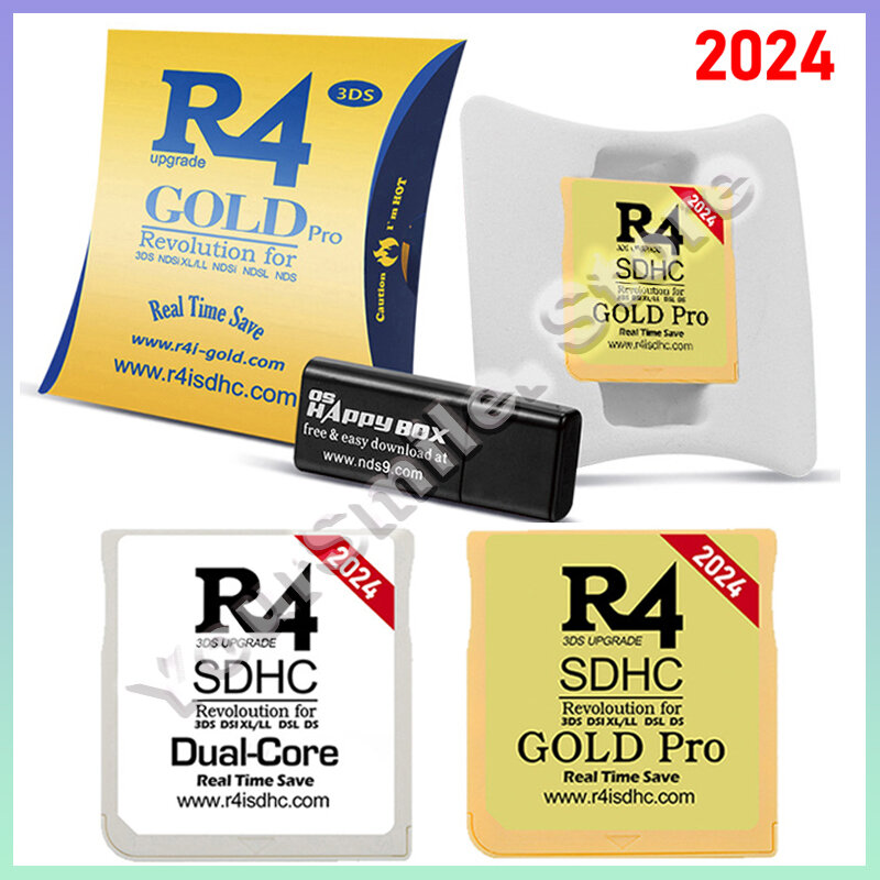 Adaptador de tarjeta R4 2024 + tarjeta TF de 64G/32G, nueva versión R4I SDHC, tarjeta plateada dorada, Tarjeta blanca, tarjeta de juego NDS, 2024