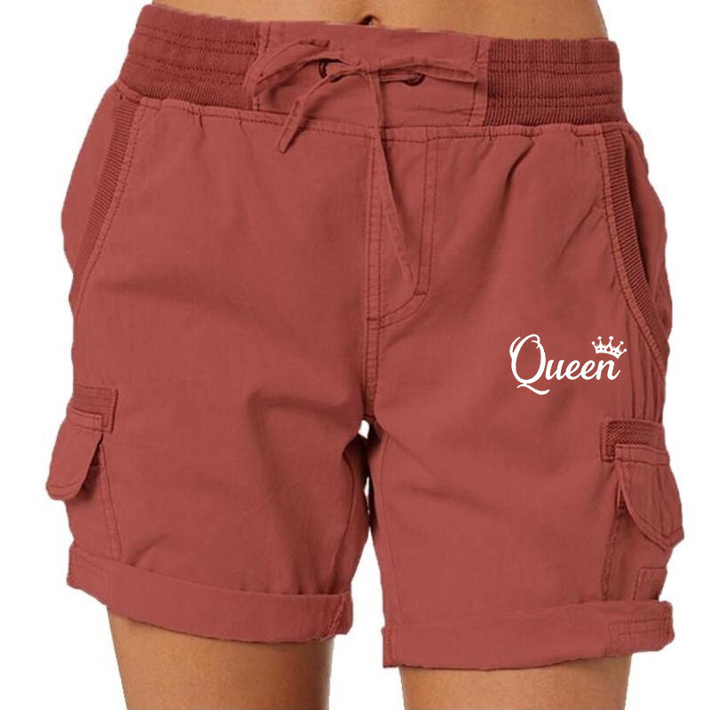 Women's Cargo Shorts Queen Printed Summer Casual Drawstring Elastic Waist Active Shorts Work Shorts Hiking Outdoor Beach Shorts