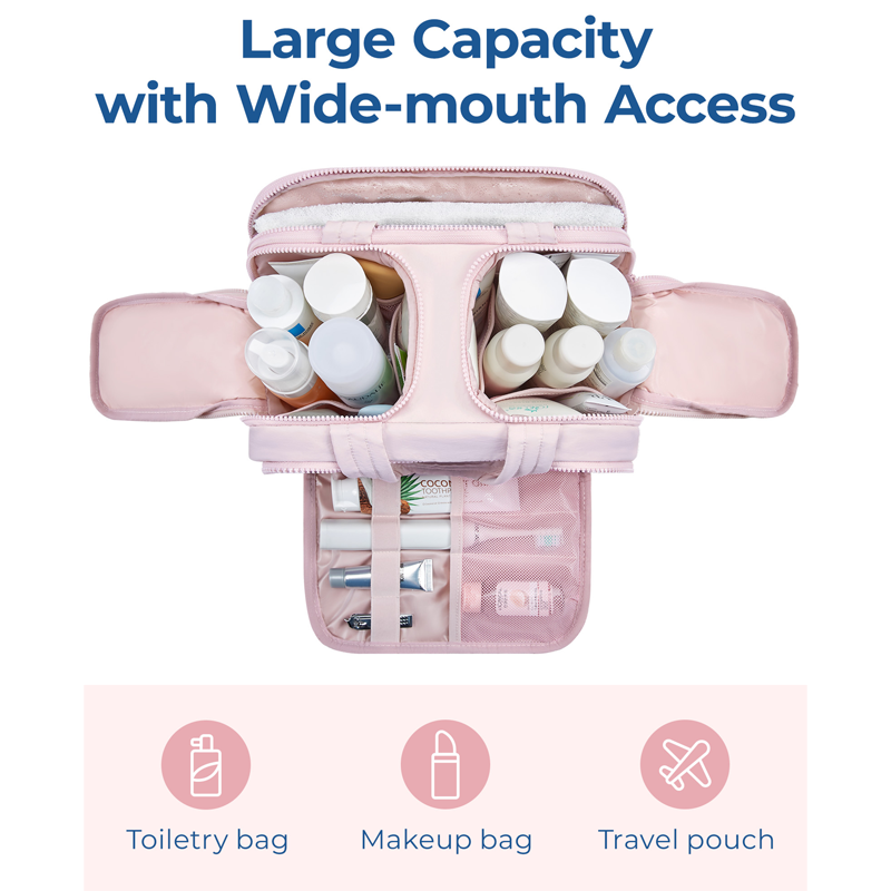 BAGSMART borsa da toilette da viaggio borsa cosmetica per donna trucco di grande capacità organizzare custodia da viaggio leggera portatile