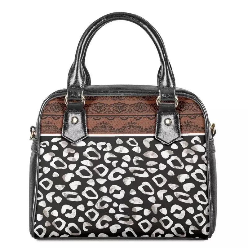 Leopard Flower Print Women Leather Shoulder Handbag We Are All Mad Here Wallet Ladies Casual Top-handle Bag Crossbody Set