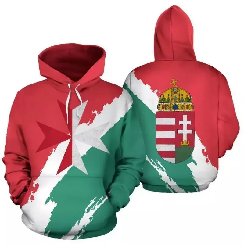 Sudadera con capucha y emblema nacional de Hungría, suéter de gran tamaño con estampado 3D, ropa de calle de tendencia divertida, novedad de primavera y otoño