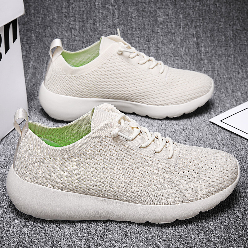 High Top Casual Shoes Women Men Sneakers Lightweight Breathable Socks Shoes Thick Bottom Cushioned Mesh Lace Up Size 35-45
