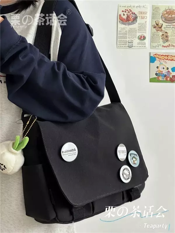 Collage Student School Bags Women&Men Unisex Crossbody Bags Multipockets Messenger Bag Simple Nylon Shoulder Bag Bolso de Mujer