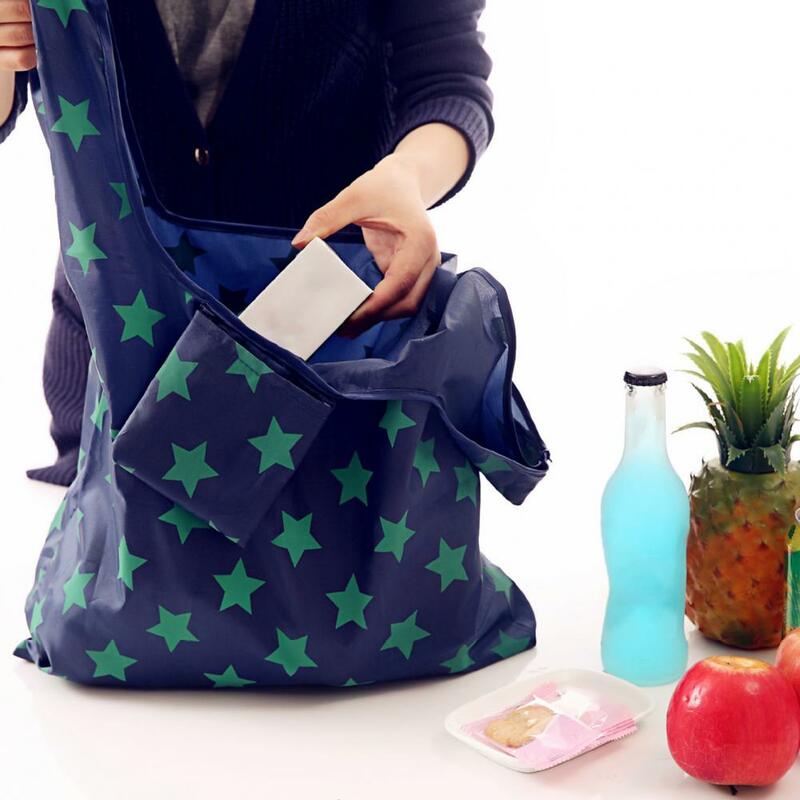 스타 프린트 방수 쇼핑 핸드백, 옥스포드 천 접이식, 재사용 가능한 식료품 보관 가방, 가정용 보관 용품
