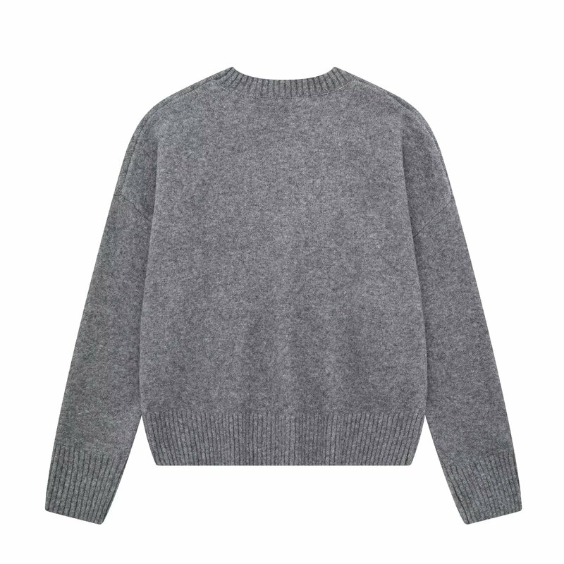 Kobiety 2023 jesień nowa moda miękka tekstura luźny ciepły O szyi dzianinowy sweter Vintage z długim rękawem damskie swetry eleganckie koszule