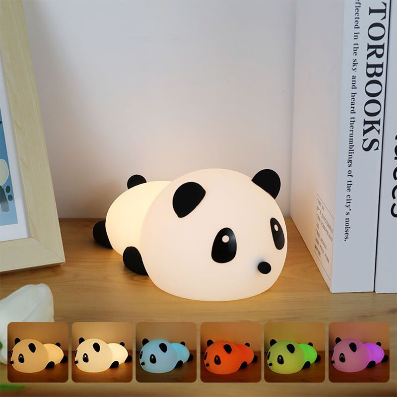 Kinder Silikon Panda Lampe Fernbedienung USB sieben Farben kleines Nachtlicht Aufladen Schlafzimmer Nacht Atmosphäre klatschen Lichter
