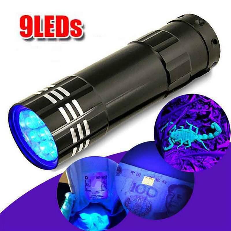 Lanterna Ultravioleta Multifuncional, Mini Lanterna, Lâmpada UV, 9 Lanterna LED, Pet Urina Oil Money, Luz de Fluorescência