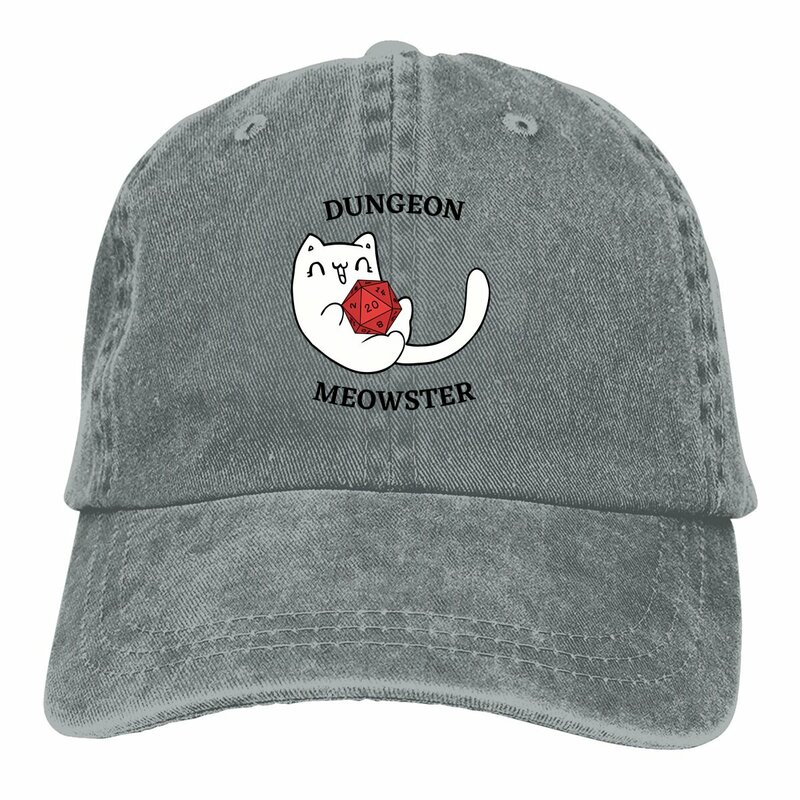Washed Men's Baseball Cap Dungeon Meowster Trucker Snapback Cowboy Caps Dad Hat DnD Game Golf Hats