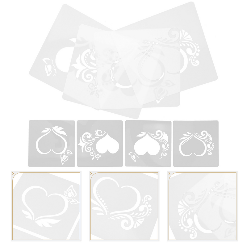8 Sheets Hearts Stencils Heart Template Crafts Plastic Wall Painting Stencil Wall Heart Stencil Drawing Template