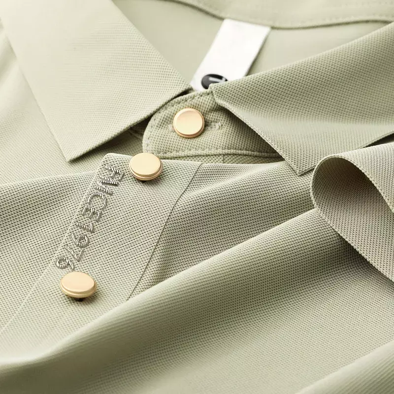 Men's Seamless Short-sleeved Polo Shirt Thin Ice Silk Lapel T-shirt Casual Paul Top Tees Golf Shirt