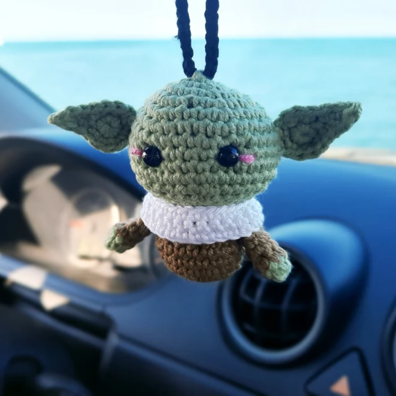 Hanging Animals Rear View Mirror Charm, Crochet, Baby Yada, Car Decor, Funny Accessories, Gift for Girlfriend and Boyfriend