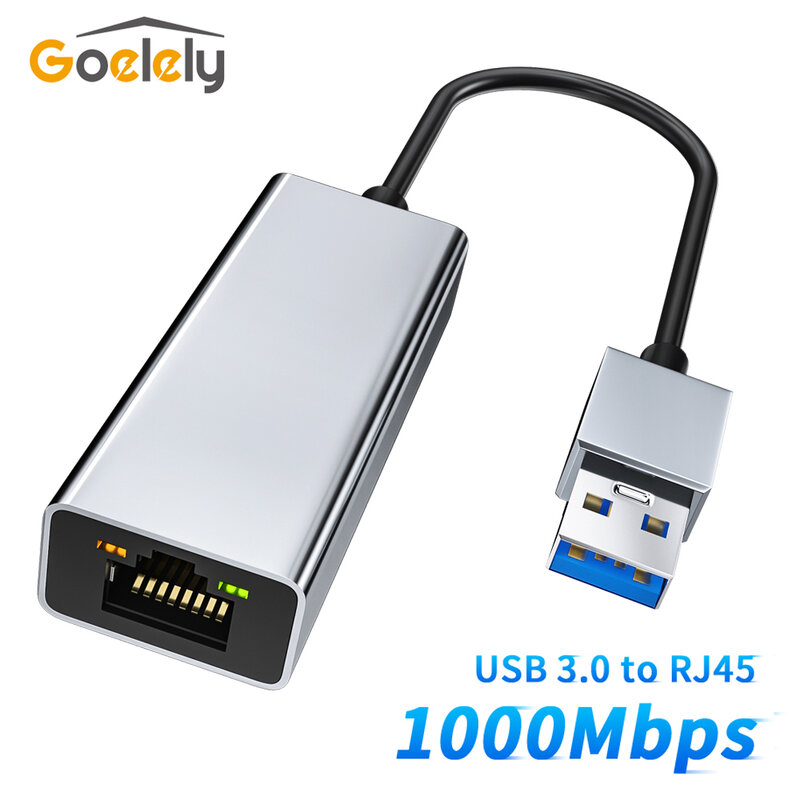 Goelely 1000Mbps USB3.0 to RJ45 Network Card USB Ethernet Adapter for Laptop Type-c to RJ45 Ethernet Network Adapter for Macbook