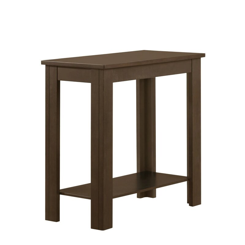 Contemporary Solid Wood Charcoal Finish Chairside Table with Open Bottom Shelf and Flat Table Top - 1 Piece Side Table