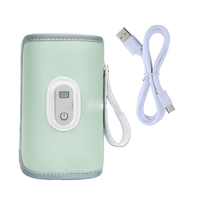 Aquecedor mamadeira com carregamento USB, manga aquecimento, aquecedor leite, 5 ajustes temperatura, bolsa quente