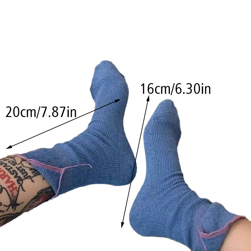 Вязаные шерстяные носки Y2k в стиле Харадзюку, однотонные носки с разрезом сзади, свободные дышащие кружевные носки с оборками, винтажная дизайнерская уличная одежда