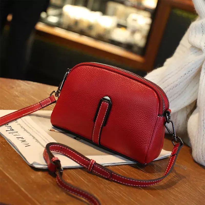 Ladies' Real Cow Leather Small Bag Women's 2024 Fashionable and Versatile Trend Crossbody Purse Lady' Casual Shoulder Phone Bag