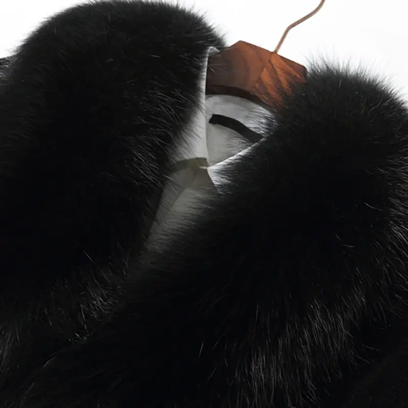 Kurtka z owczą wełną ayunsu męska odzież wierzchnia długi płaszcz skórzany kołnierz z futra lisa gruba odzież wierzchnia zima 2021