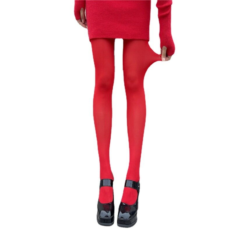Новинка 2022 красные колготки женские новогодние красные носки пикантные шелковые бархатные колготки с защитой от застежек Свадебные леггинсы для невесты для женщин