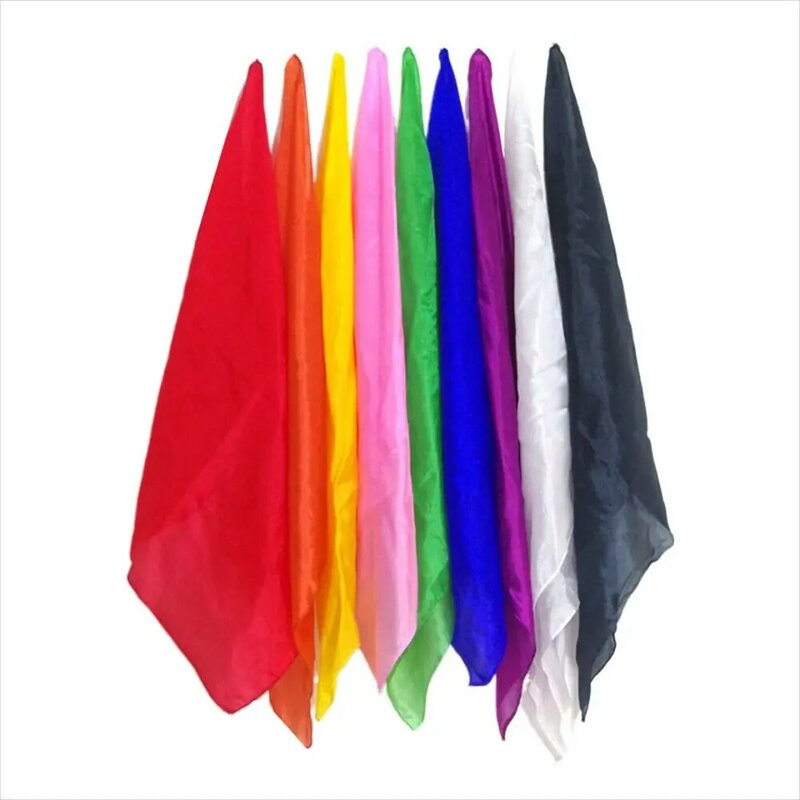 Bufanda de trucos de Magia, bufandas de Mago de aprendizaje y educación, mentalismo, juguetes mágicos de seda coloridos, 45x45 cm